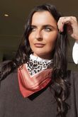 Leopard & Tile Border Triangle Silk Neckerchief Deep Rust